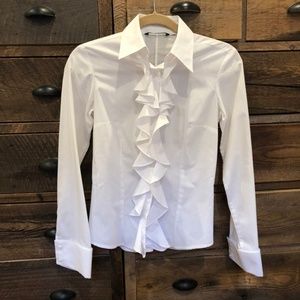 Zara Basic white ruffle shirt 🐇